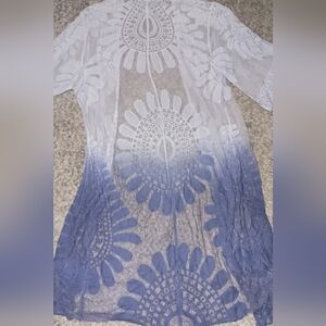 Women's See Through Wrap One Size Color White Blue Viscose Garden Short...